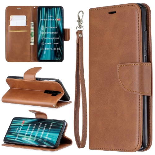 

For Xiaomi Redmi Note 8Pro Retro Lambskin Texture Pure Color Horizontal Flip PU Leather Case with Holder & Card Slots & Wallet & Lanyard(Brown)