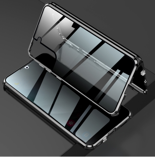 Pour Samsung Galaxy S21 Ultra 5G quatre coins antichoc anti-peeping cadre  en métal magnétique double