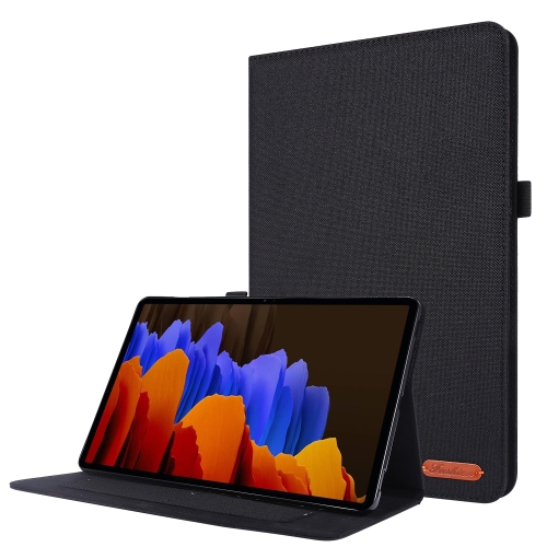 

For Samsung Galaxy Tab S8+ / Tab S8 Plus / Tab S7 FE / Tab S7+ / T970 Horizontal Flip TPU + Fabric PU Leather Protective Case with Name Card Clip(Black)