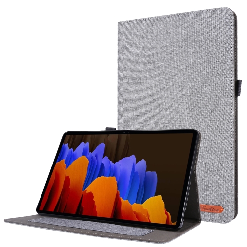 

For Samsung Galaxy Tab S8+ / Tab S8 Plus / Tab S7 FE / Tab S7+ / T970 Horizontal Flip TPU + Fabric PU Leather Protective Case with Name Card Clip(Grey)