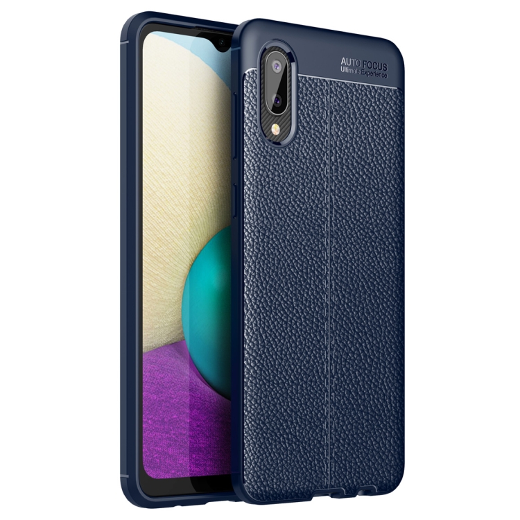 

For Samsung Galaxy A02 Litchi Texture TPU Shockproof Case(Navy Blue)