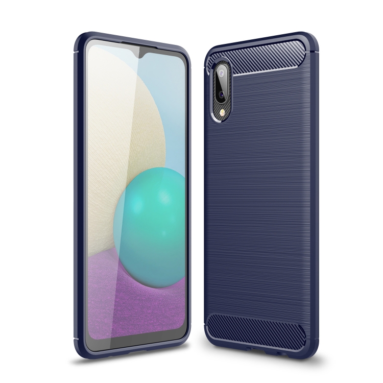 

For Samsung Galaxy A02 Brushed Texture Carbon Fiber TPU Case(Blue)
