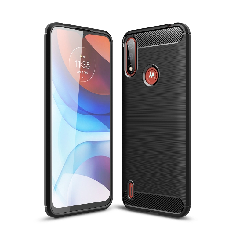 

For Motorola Moto E7 Power Brushed Texture Carbon Fiber TPU Case(Black)