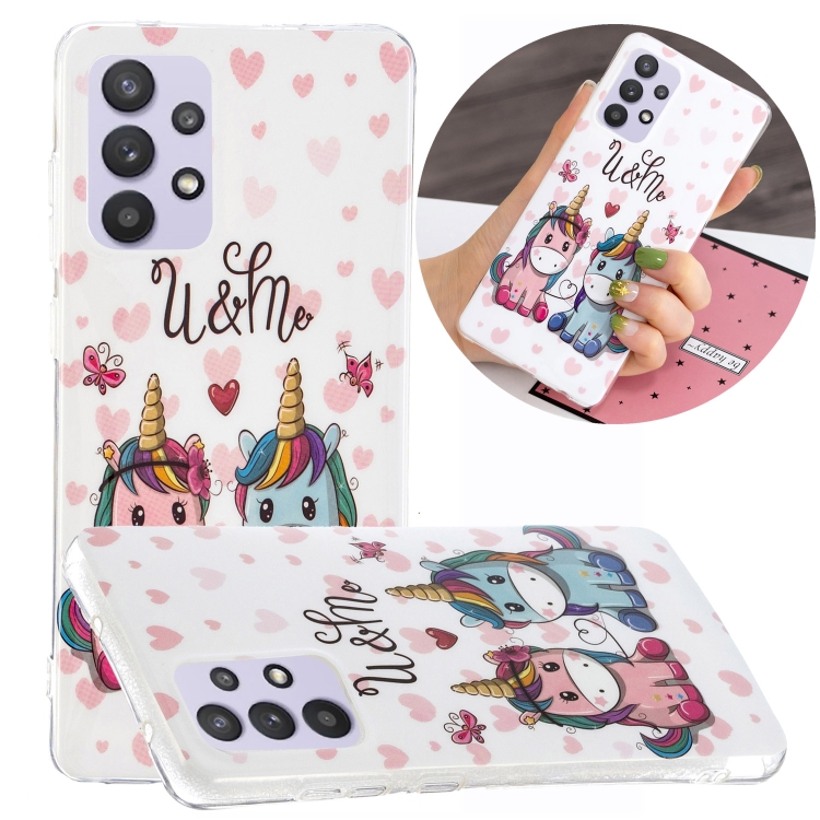 

For Samsung Galaxy A32 5G Luminous TPU Mobile Phone Protective Case(Couple Unicorn)