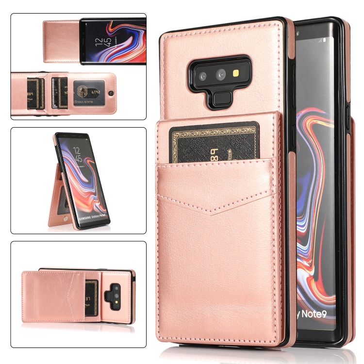 

For Samsung Galaxy Note9 Solid Color PC + TPU Protective Case with Holder & Card Slots(Rose Gold)