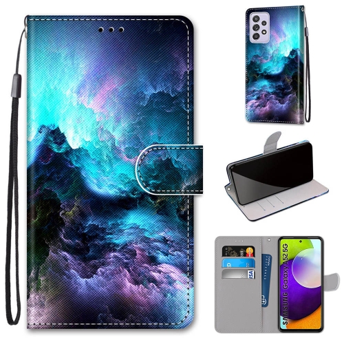

For Samsung Galaxy A52 5G / 4G Coloured Drawing Cross Texture Horizontal Flip PU Leather Case with Holder & Card Slots & Wallet & Lanyard(Colorful Clouds)