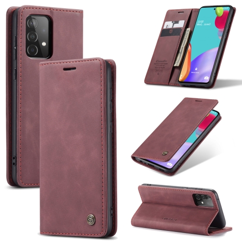 

For Samsung Galaxy A52 5G / 4G CaseMe 013 Multifunctional Horizontal Flip Leather Case with Holder & Card Slot & Wallet(Wine Red)