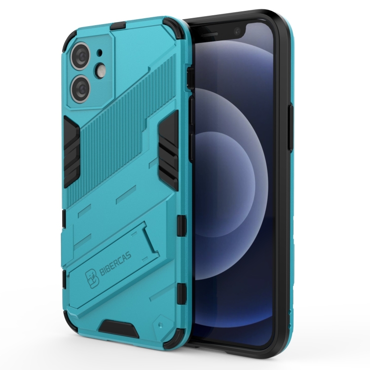 

For iPhone 12 mini Punk Armor 2 in 1 PC + TPU Shockproof Case with Invisible Holder (Blue)