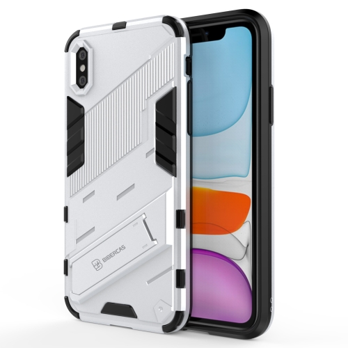 

Punk Armor 2 in 1 PC + TPU Shockproof Case with Invisible Holder For iPhone XR(White)