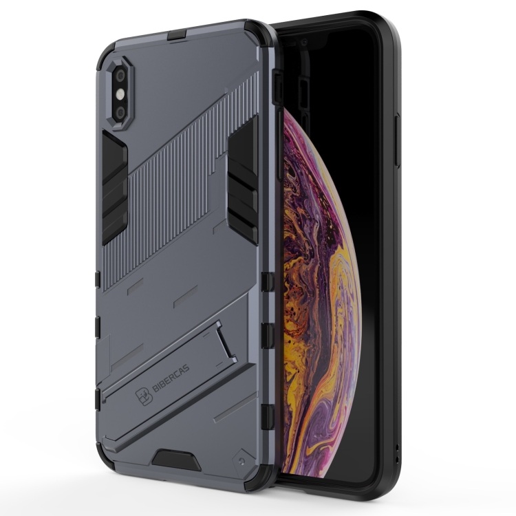 

For iPhone XS Max Punk Armor 2 in 1 PC + TPU Shockproof Case with Invisible Holder(Grey)