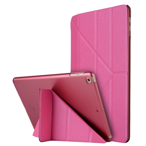 

For iPad 10.2 2021 / 2020 / 2019 Silk Texture Horizontal Deformation Flip Leather Case with Holder(Rose Red)