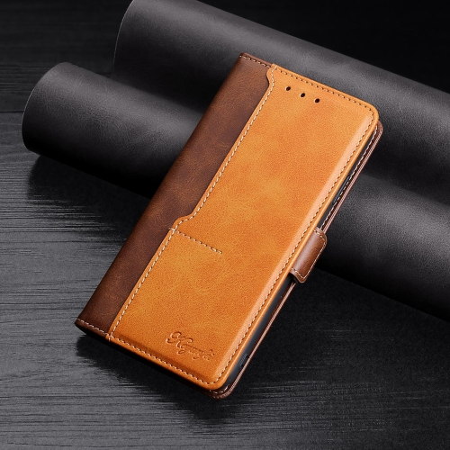 

For Samsung Galaxy A10 Retro Texture Contrast Color Side Buckle Horizontal Flip Leather Case with Holder & Card Slots & Wallet(Brown)