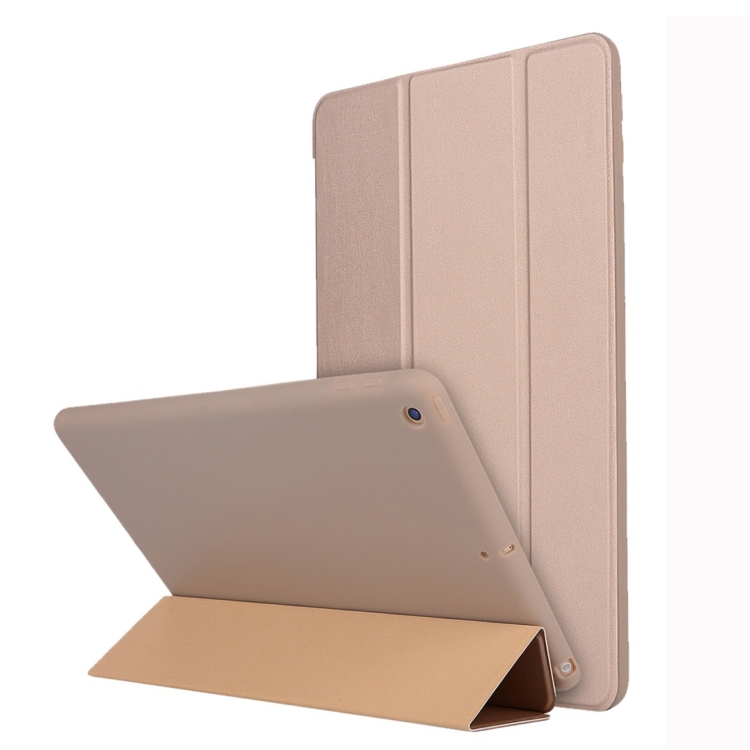 

For iPad 10.2 2021 / 2020 / 2019 TPU Horizontal Flip Leather Case, with Three-folding Holder(Gold)
