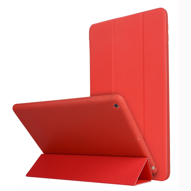 

For iPad 10.2 2021 / 2020 / 2019 TPU Horizontal Flip Leather Case, with Three-folding Holder(Red)