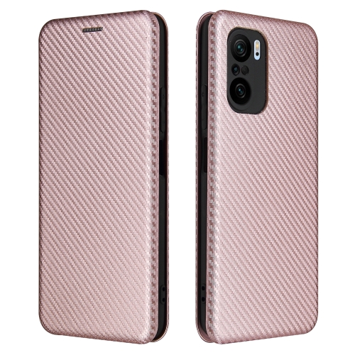 

For Xiaomi Redmi K40 / K40 Pro Carbon Fiber Texture Magnetic Horizontal Flip TPU + PC + PU Leather Case with Card Slot(Pink)