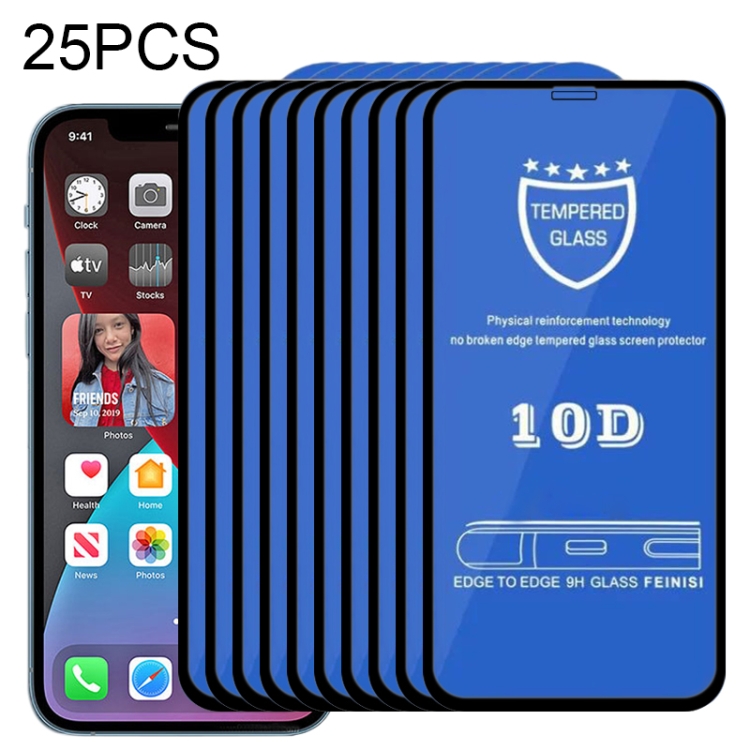 

25 PCS 9H 10D Full Screen Tempered Glass Screen Protector For iPhone 12 Pro Max(Black)