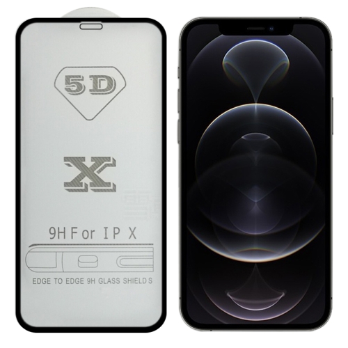 

For iPhone 12 / 12 Pro 9H 5D Full Glue Full Screen Tempered Glass Film(Black)