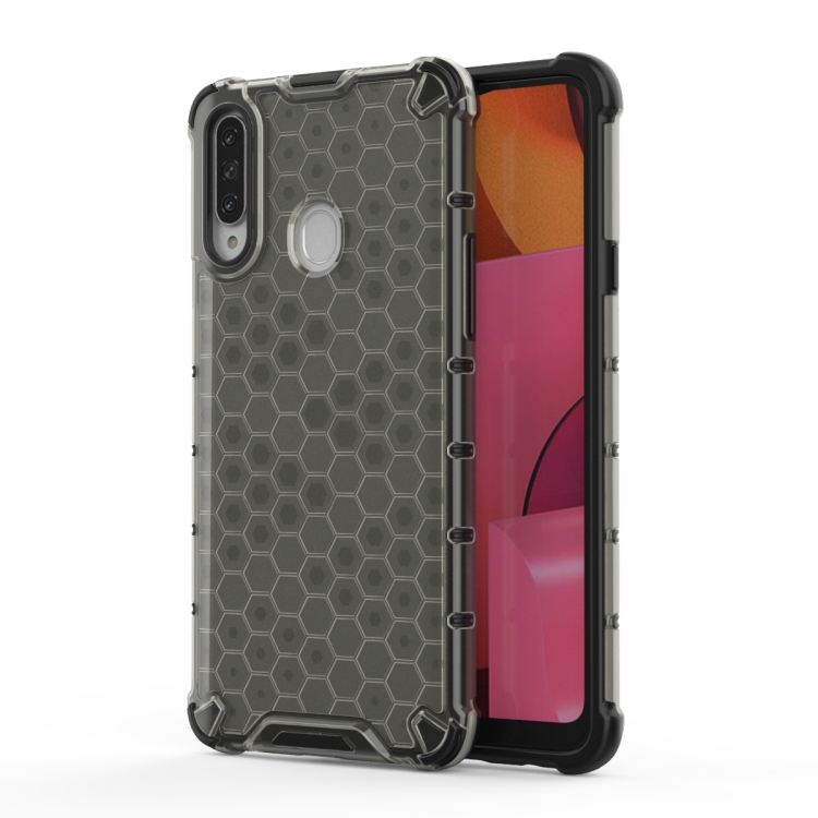 

For Galaxy A20s Shockproof Honeycomb PC + TPU Case(Black)