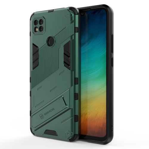 

For Xiaomi Redmi 9C Punk Armor 2 in 1 PC + TPU Shockproof Case with Invisible Holder(Green)