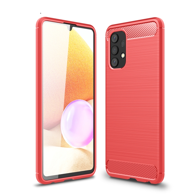 

For Samsung Galaxy A32 4G Brushed Texture Carbon Fiber TPU Case(Red)