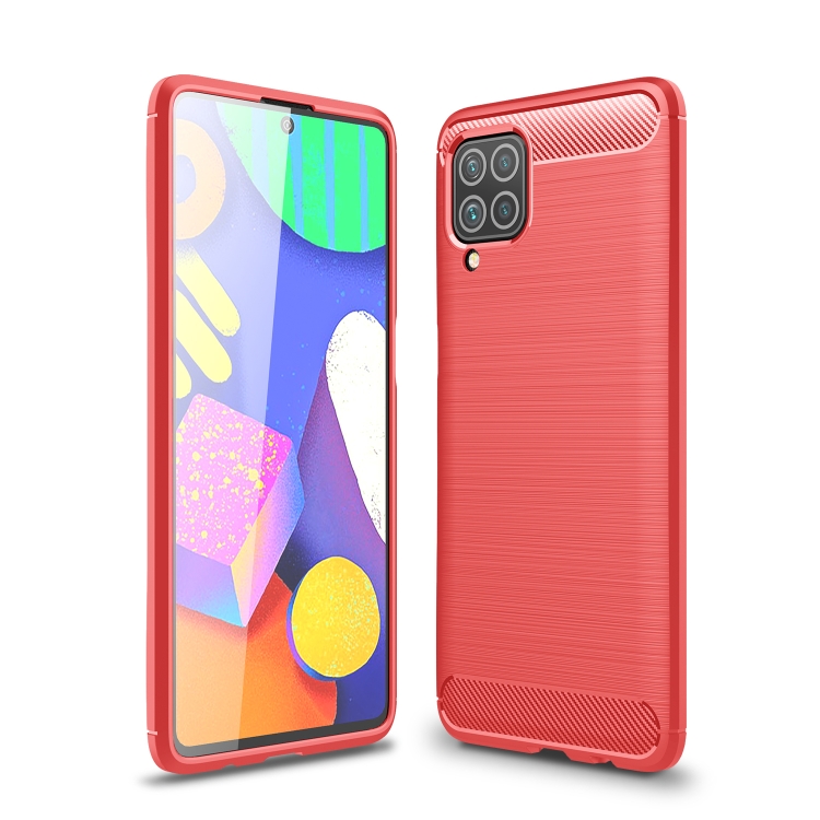 

For Samsung Galaxy F62 / M62 Brushed Texture Carbon Fiber TPU Case(Red)