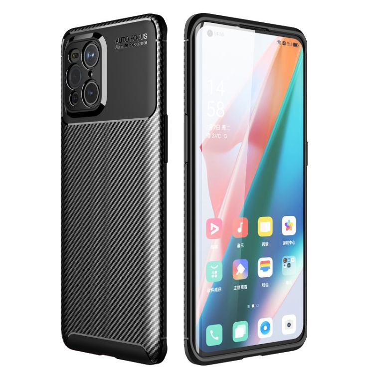 

For OPPO Find X3 Carbon Fiber Texture Shockproof TPU Case(Black)