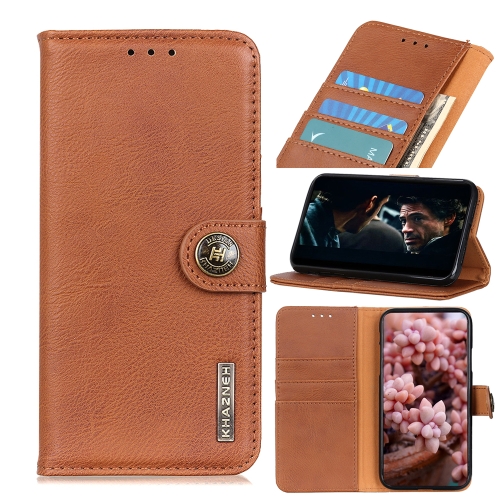 

For Xiaomi Redmi Note 10 Pro KHAZNEH Cowhide Texture Horizontal Flip Leather Case with Holder & Card Slots & Wallet(Brown)