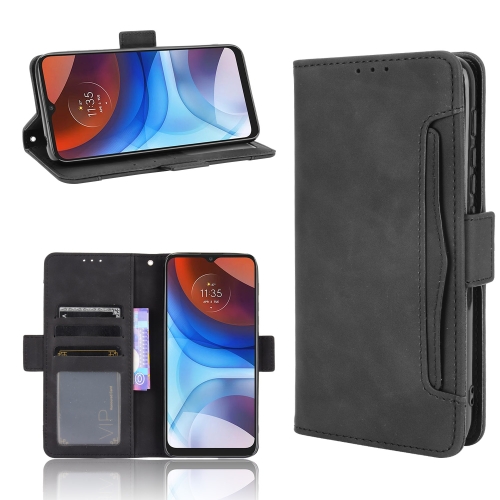 

For Motorola Moto E7 Power Skin Feel Calf Pattern Horizontal Flip Leather Case with Holder & Card Slots & Photo Frame(Black)