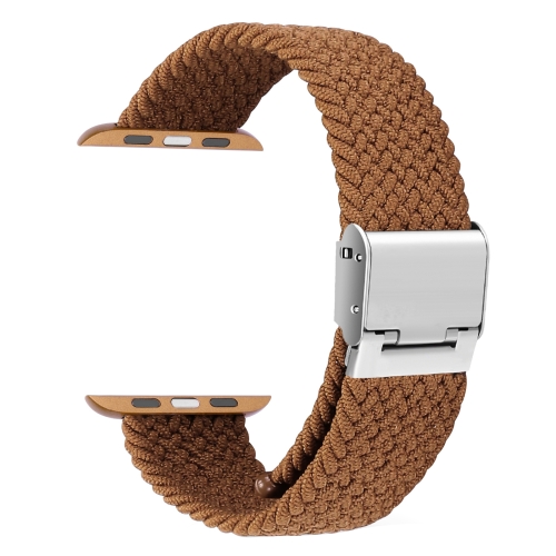 Braided + Stainless Steel Watch Band For Apple Watch Series 7 41mm / 6 & SE & 5 & 4 40mm / 3 & 2 & 1 38mm(Brown Yellow) for apple watch ultra 49mm series 8