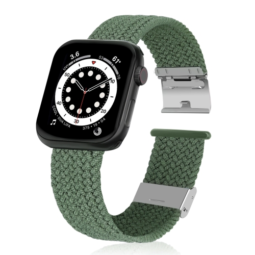 

Braided + Stainless Steel Watch Band For Apple Watch Series 7 45mm / 6 & SE & 5 & 4 44mm / 3 & 2 & 1 42mm(Olive Green)
