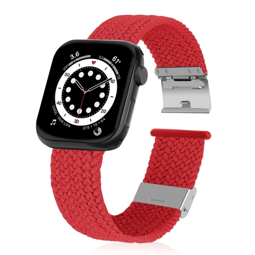 

Braided + Stainless Steel Watch Band For Apple Watch Series 7 45mm / 6 & SE & 5 & 4 44mm / 3 & 2 & 1 42mm(Red)