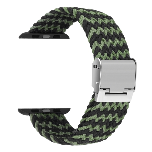 

Braided + Stainless Steel Watch Band For Apple Watch Ultra 49mm&Watch Ultra 2 49mm / Series 9&8&7 45mm / SE 3&SE 2&6&SE&5&4 44mm / 3&2&1 42mm(Black Green)