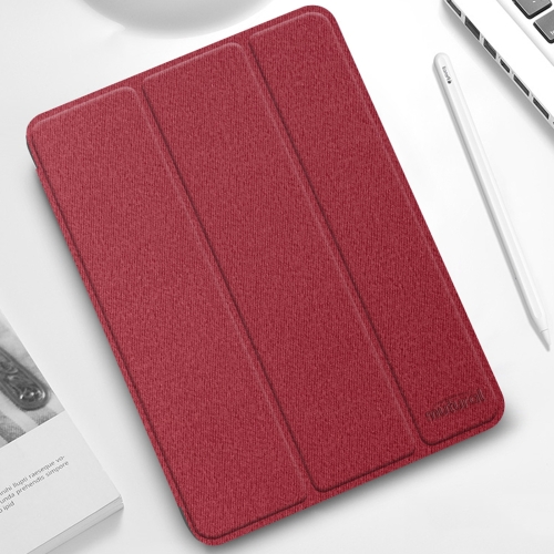 Mutural YASHI Series TPU + PU Cloth Pattern Texture Horizontal Flip Leather Tablet Case with Three-folding Holder & Pen Slot & Wake-up / Sleep Function For iPad Pro 12.9 (2021) / (2020)(Red)