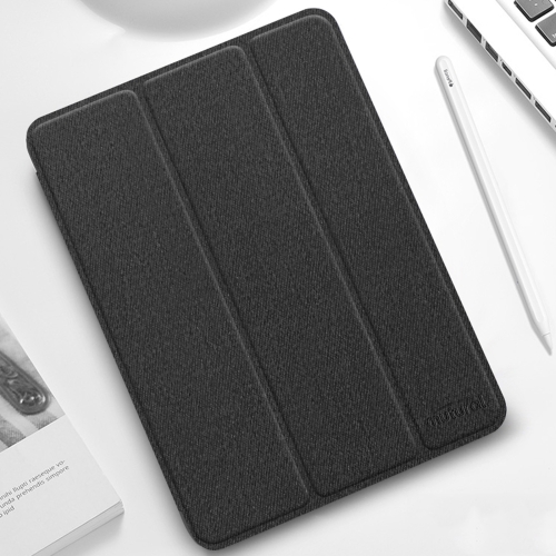 Mutural YASHI Series TPU + PU Cloth Pattern Texture Horizontal Flip Leather Tablet Case with Three-folding Holder & Pen Slot & Wake-up / Sleep Function For iPad Pro 12.9 (2021) / (2020)(Black)