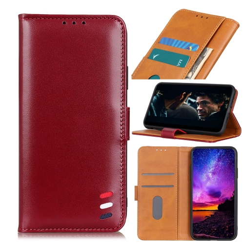 

For Xiaomi Redmi Note 10S (Global Official) 3-Color Pearl Texture Magnetic Buckle Horizontal Flip PU Leather Case with Card Slots & Wallet & Holder(Wine Red)
