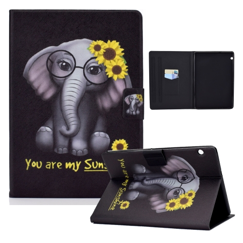 

For Huawei MediaPad T5 10 Electric Pressed TPU Colored Drawing Horizontal Flip Leather Case with Holder & Pen Slot(Chrysanthemum Elephant)