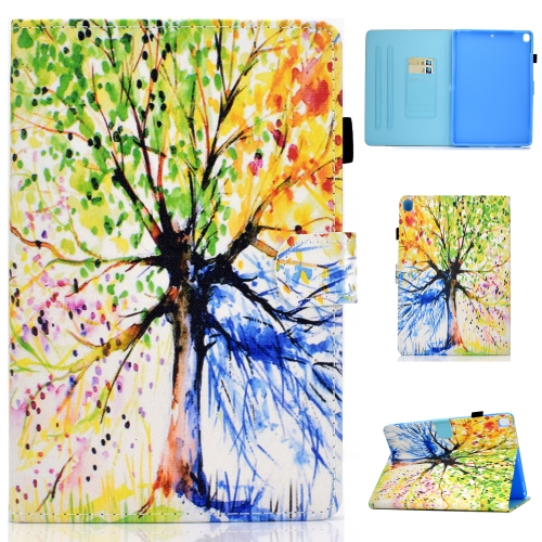 

For iPad 10.2 2021 / 2020 / 2019 Colored Drawing Horizontal Flip Leather Case with Holder & Card Slots & Sleep / Wake-up Function(Colorful Tree)
