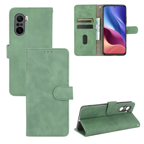 

For Xiaomi Redmi K40 / K40 Pro Solid Color Skin Feel Magnetic Buckle Horizontal Flip Calf Texture PU Leather Case with Holder & Card Slots & Wallet(Green)