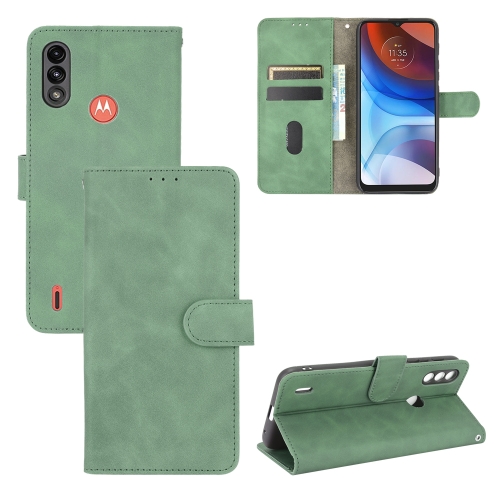 

For Motorola Moto E7 Power Solid Color Skin Feel Magnetic Buckle Horizontal Flip Calf Texture PU Leather Case with Holder & Card Slots & Wallet(Green)