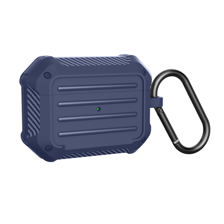 

Wireless Earphones Shockproof Carbon Fiber Luggage TPU Protective Case For AirPods Pro(Blue)