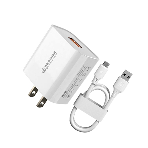 

WK WP-U57 Max 18W Maxspeed QC3.0 Fast Charger + USB to Micro USB Data Cable, Plug Type:US Plug