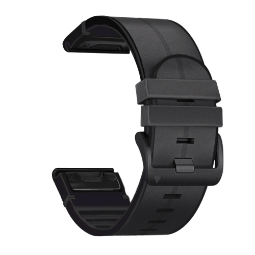 

For Garmin Fenix 6X Silicone + Leather Quick Release Watch Band(Black)