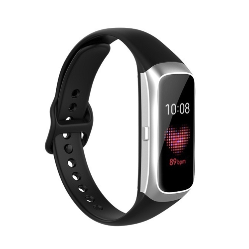 

For Samsung Galaxy Fit SM-R370 Silicone Steel Shrapnel Black Buckle Watch Band(Black)