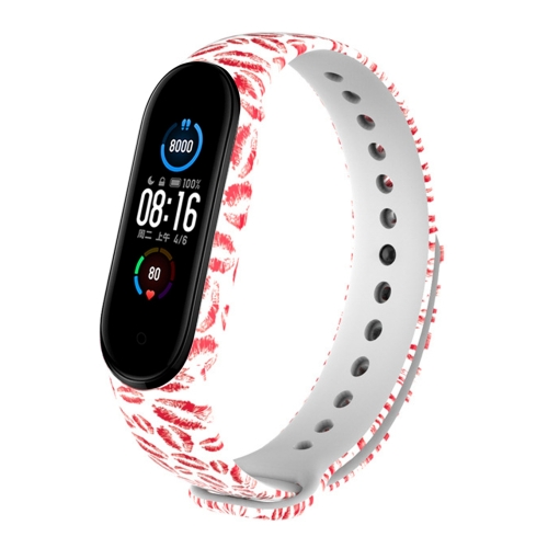 

For Xiaomi Mi Band 6 (CA8856) Colored Drawing Silicone Watch Band(Lip Print)