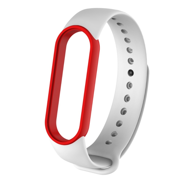 

For Xiaomi Mi Band 6 (CA8856) Two-color Silicone Watch Band(White+Red)