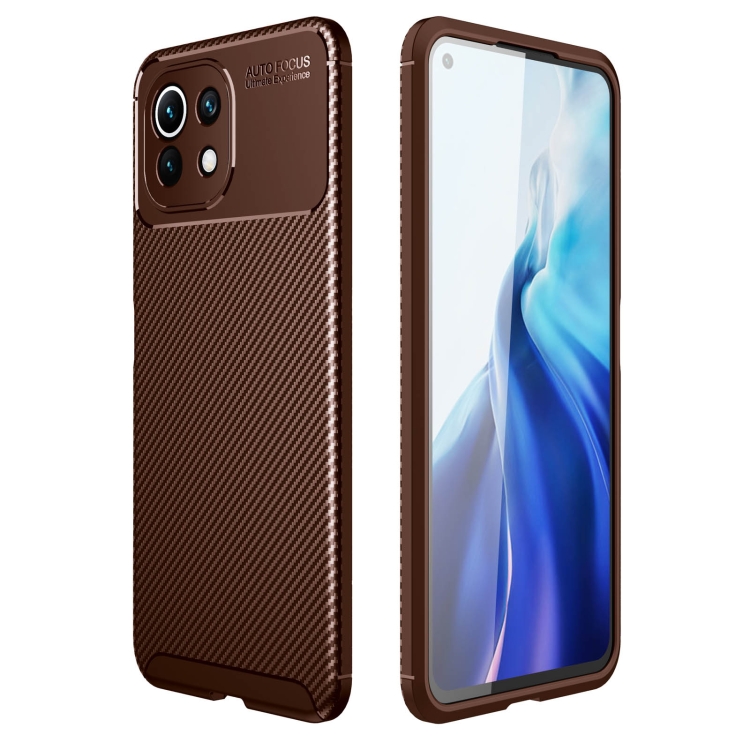 

For Xiaomi Mi 11 Lite Carbon Fiber Texture Shockproof TPU Case(Brown)