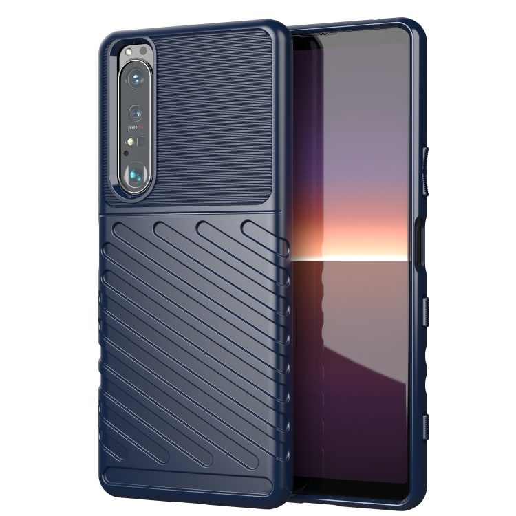 

For Sony Xperia 1 III Thunderbolt Shockproof TPU Protective Soft Case(Blue)