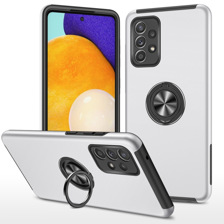 

For Samsung Galaxy A52 PC + TPU Shockproof Magnetic Protective Case with Invisible Ring Holder(Silver)