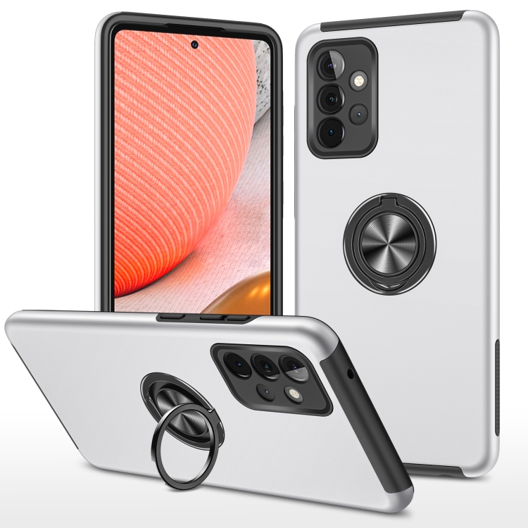 

For Samsung Galaxy A72 PC + TPU Shockproof Magnetic Protective Case with Invisible Ring Holder(Silver)
