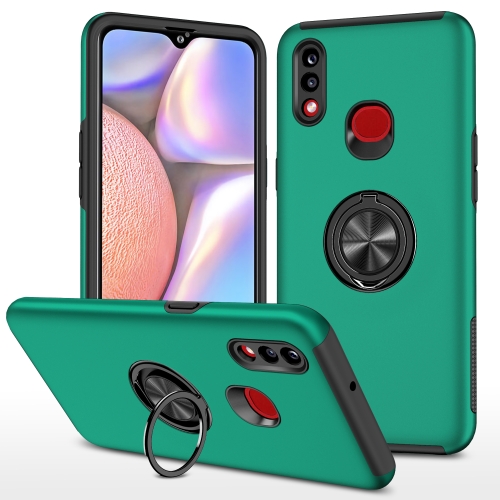 

For Samsung Galaxy A10s PC + TPU Shockproof Magnetic Protective Case with Invisible Ring Holder(Dark Green)